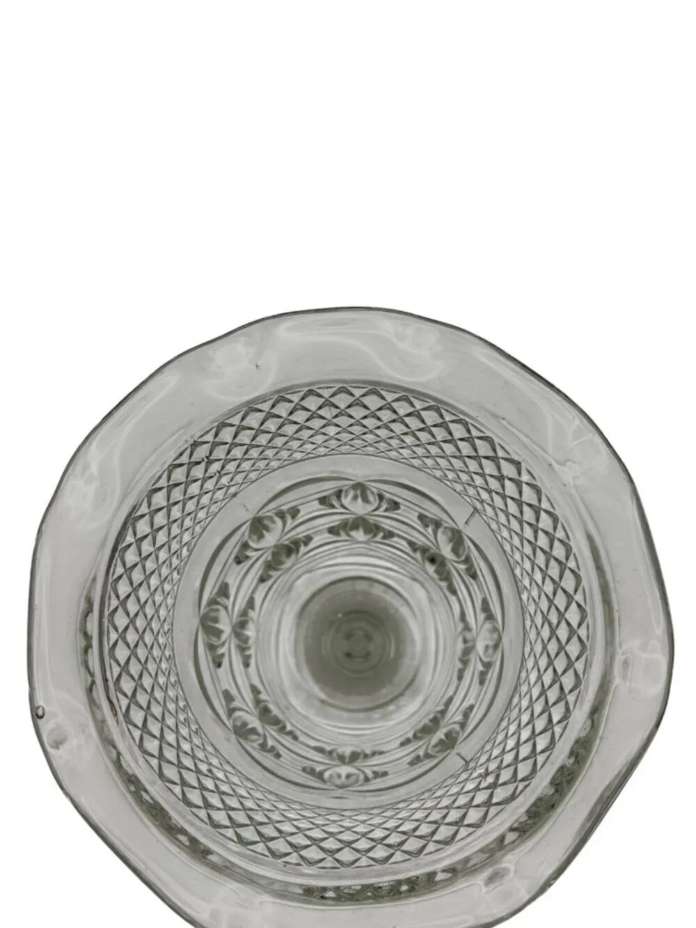 VTG Pressed Glass Pedestal Bristol Smith Glass Vase Scallop Rim Floral Pattern